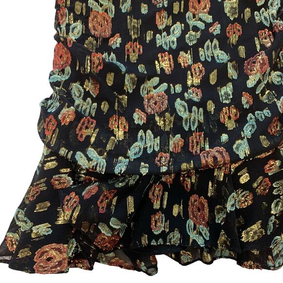 Veronica Beard Robin Black Floral Metallic Foil Mini Dress - Picture 4 of 11